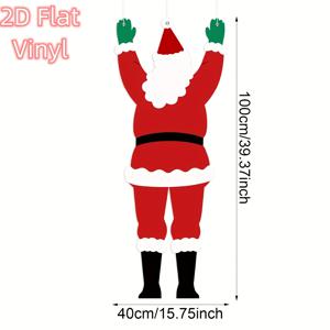 TEMU 전기 없이 사용 가능한 산타 벽 장식 1개. 검정색 및 빨간색 의상, 흰색 수염, 녹색 장갑이 특징이며, 문, 창문 또는 울타리에 걸 수 있는 걸이 다리가 있습니다. 기쁜 산타 등반 장식품으로 휴일 시즌에 적합합니다.