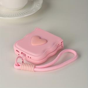 TEMU 폰 케이스: 웨이브형 에어백 방탄 라이트 베이지 감촉 페인트 입체 하트 마카롱 컬러 끈 접이식 폰 케이스, 갤럭시 Z 플립3 5G, 갤럭시 Z 플립4 5G, 갤럭시 Z 플립5 5G, 갤럭시 Z 플립6 5G 호환