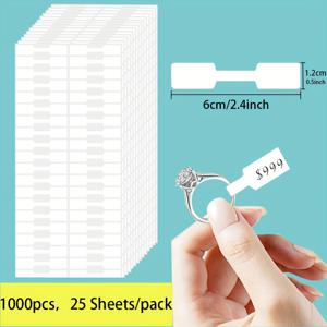 TEMU 1000개 자체 접착식 주얼리 가격 라벨 - 우아한 디스플레이 및 수제 장식, 흰색 빈 소가죽 종이 스티커 (반지, 목걸이, 귀걸이용), 가격 식별 직사각형 태그, 주얼리 가격 태그