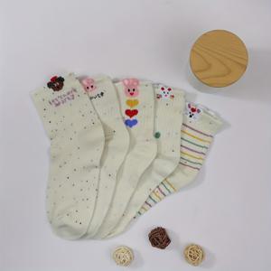 TEMU 귀여운 동물 프린트 미드 캐프 양말 5종 세트 - 토끼, 강아지, 고양이, 병아리, 양 - 핑크 토 캡 & 러플 엣지 - 부드러운 파스텔 컬러 (핑크, 블루, 그린, 베이지) - 기계 세탁 가능, 플레이데이트 & 캐주얼 착용