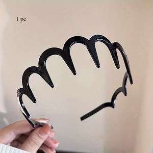 TEMU 여성 여름 웨이브 헤어밴드 1개: 하이탑 디자인, 브러시드 치아, 레트로 스타일, 우아한 거북이 껍질 패턴 - 미끄럼 방지, 레이스 디테일, 캐주얼 복장에 적합, 캐주얼 헤어웨어 | 빈티지 헤어밴드 | 대나무 섬유 헤어밴드