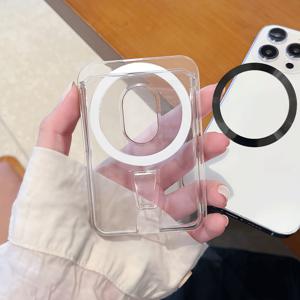 TEMU 세련된 디자인! 휴대용 마그네틱 카드 홀더 (휴대폰용), 원스틱 핏, PC 재질, 접착식 메탈 링 특징, 삼성, 아이폰 및 기타 스마트폰/케이스 호환, 카드 1-4개 수납 가능, 스타일리시, 오래 지속