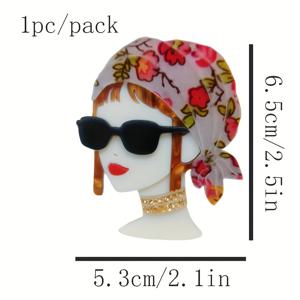 TEMU [2D 플랫] 핸드메이드 헤드스카프 패션 걸 아크릴 브로치 - 새로운 유니크 아이템, 젊고 생생함, 걸, 레트로 패션 스타일, 스카프, 가방, 넥타이, 의류 액세서리에 적합.