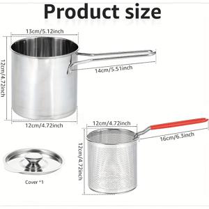 TEMU 스테인리스 스틸 프라이팬, 다기능 소형 냄비, 가정용 깊은 냄비, 가스 미니 냄비 필터 포함, 연료 효율적인 소형 프라이팬, 바구니 포함 미니 딥 프라이팬, 가정용, 야외용, 튀김, 감자튀김, 프렌치프라이, 생선 및 치킨용, 튀김 냄비,텐푸라 팬,휴대용 조리기구,다용도 조리기구,내구성 있는 조리기구,다기능 조리기구,전문 요리사