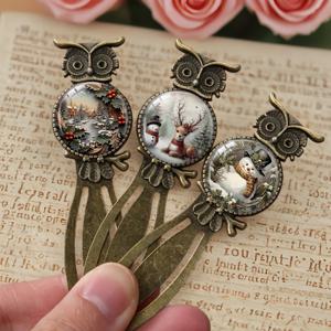 TEMU 3개 빈티지 눈사람 메탈 책갈피 - 눈사람, 눈꽃 & 소나무가 있는 겨울 동화 디자인, 내구성이 뛰어난 철제 책갈피 (크리스마스 선물, 장식 & 책 애호가용), 눈사람 크리스마스 장식, 축제 선물 아이템