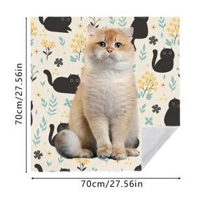 TEMU 1개 HUAJI 대형 고양이 랩 담요 - 검정 & 흰색 새끼 고양이 프린트, 발바닥 & 잎사귀 패턴, 다기능 세탁 가능 펫 침대, 여행용 캐리어, 노트북/가제트 커버, 고양이용 내구성 강한 스티키 천 (테이프 불필요)