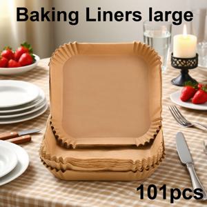 TEMU 101개 대형 두꺼운 논스틱 파스텔 라이너 – 에어프라이어, 오븐, 전자레인지 사용에 적합한 고온 내성 일회용 시트, 묻어나는 것을 방지하는 러플 엣지 디자인으로 청소가 간편하며, 감자튀김에 적합