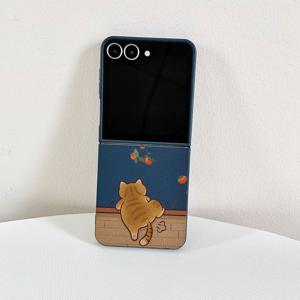 TEMU 폰 케이스: 벽을 넘어오는 오렌지 고양이 G107 개성 로얄 TPU 접이식 풀 커버리지 방탄 폰 케이스, 갤럭시 Z 플립 7, 갤럭시 Z 플립 6, 갤럭시 Z 플립 5, 갤럭시 Z 플립 4/3 5G용, TPU 폰 케이스, 갤럭시 Z 플립 7SE/FE 풀 커버리지 방탄 슬림하고 가벼운 폰 케이스