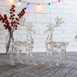 TEMU 크리스마스 말 장식 2개, 아크릴 재질, 투명 말 크리스마스 트리 장식, 축제 장식, 크리스마스 선물, 가정, 거실, 침실, 주방, 정원용 걸이 장식, 사슴 및 시카 사슴 특징.