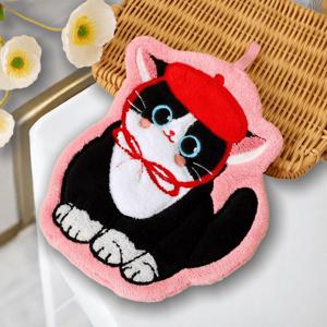 TEMU 1/4개 고양이 모양 핸드 타월 - 고양이 애호가를 위한 4가지 귀여운 키티 디자인, 초흡수 빠른 건조 코랄 욕실 & 주방 타월, 털 빠짐 없는 모던 욕실 타월, 귀여운 선물