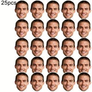 TEMU 25/50개 맞춤형 얼굴 스티커 - 나만의 사진으로 커스텀 얼굴 컷아웃, 생일, 결혼식, 미혼녀 파티용 광택 컨페티 - 대량 얼굴 마스크 같은 템플릿 (종이/플라스틱 호환) - 파티|마스크