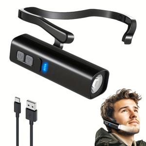 TEMU 충전식 LED 헤드램프 | 2025년 신형 모델, 1000 루멘, 모션 센서 (5가지 모드), 흰색 및 빨간색 조명, USB 충전, 비방수, ABS 재질, 광택 금속 마감 | 캠핑, 하이킹, 러닝 및 유지 보수에 적합|머리띠|후레쉬