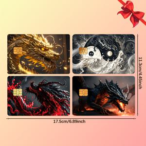 TEMU 4개 세트 드래곤 디자인 신용카드 스티커, 고품질 PVC 장식 카드 스티커, EBT 교통카드, 체크카드, 은행카드, 키카드에 적합, 크리스마스, 발렌타인데이, 추수감사절, 할로윈 선물