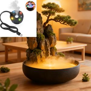 TEMU 홈 포거 실내 분수 아토마이저 - 컬러풀 LED 조명, 할로윈 마녀 도자기, 실내 수조 & 거실 장식, 내구성 플라스틱, USB 전원, 파티 & 홈 데코, 할로윈 장식, 파티 장식용