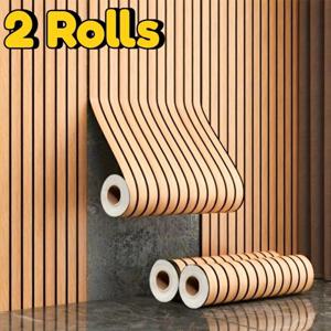 TEMU 2롤 자가 점착 3D PVC 벽 스티커 - 모던 옐로우 & 세로 패널, 거실, 침실, 식당, TV 배경용 자가 점착 벽지 - 간편한 설치, 바닥 장식, 홈 데코, 장식 패널