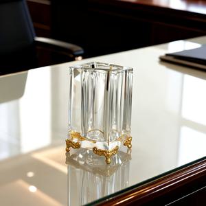 TEMU 펜 홀더 & 정리함 - 투명 원통형 병 포함 - 휴대용 미니 데스크 정리함 (치실, 이쑤시개, 펜/연필용) - 컴팩트 경량 컨테이너 (사무실, 여행용) - 우아한 광택 화병 디자인