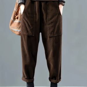 TEMU 여성용 캐주얼 코듀로이 긴 바지, 편안하고 다재다능한 포켓 디자인 특징.