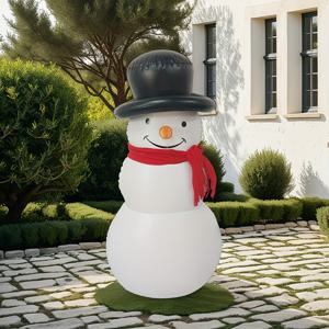 TEMU 1개 대형 팽창식 눈사람, 검은색 탑햇 & 빨간색 스카프 포함 - 자립식 실외/실내 겨울 장식, 내구성 좋은 PVC 소재, 간편한 설치, 전기 불필요, 크리스마스 & 새해 축하 행사용 축제 장식