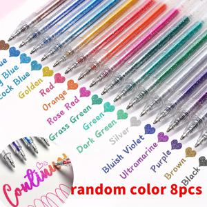 TEMU 8팩 글리터 펜 - 반짝이는 글리터 젤 펜 - 학용품 - 노트북 및 저널용 오로라 쉬머 하이라이터