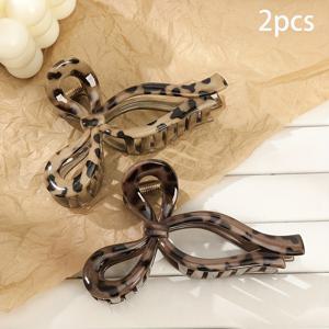 TEMU 여성을 위한 새로운 프린트 헤어 클립 2개, 두꺼운 머리용 대형 상어 클립, 올림머리에 완벽.