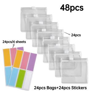 TEMU 48개 미니 자동밀봉 지퍼 보관백 + 스티커 세트 - 여행, 보석, 공예, 간식, 파티용 재사용 가능한 휴대용 정리함 - (사무실, 피크닉용) - 내구성 & 공간절약, 보석 롤백