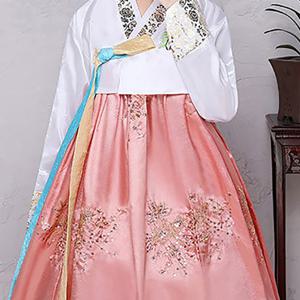 TEMU 여성 아름다운 스트랩 에스닉 자수 전통 한복 세트 성인 한복 하객 사진 한복 무대 공연 한복