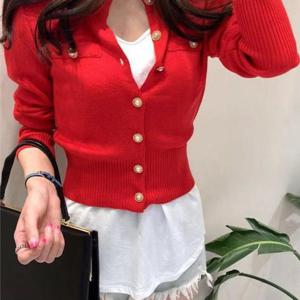 TEMU 여성 추동 계절 긴팔 가디건 솔리드 슬림핏 라운드넥 진주버튼 데일리 캐주얼 5컬러 선택 가능 원단이 부드럽고 편안하며 슬림소녀 SLIM GIRL
