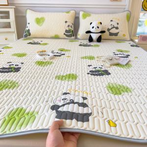 TEMU 천연 라텍스 여름 냉감 침대패드 베개커버 세트 쿨매트 5mm 여름용 쿨 침대 패드 매트 베개커버 매트리스 패드+베개커버세트 시원한 패드 통기성 침대 매트리스 미끄럼 방지 냉방 침구