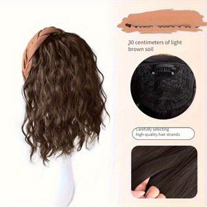 TEMU 12인치 짧은 물결 모양 곱슬 가발, 탈착식 헤어밴드 디자인으로 누구에게나 적합합니다.