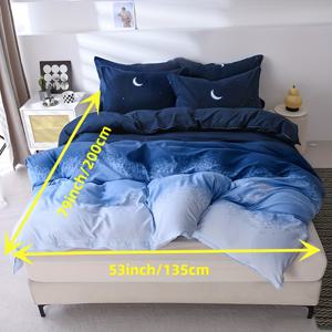TEMU 3pcs 이불 커버 세트, 밤하늘 달 프린트 침구 세트, 부드러운 편안한 이불 커버, 침실, 게스트룸용 (1 * 이불 커버 + 2 * 베개커버, 코어 없음)