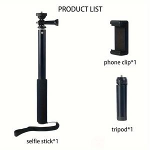 TEMU 확장형 셀카봉 삼각대 액세서리, 셀카봉 폰 블로그 매치 폰 클립, 아이폰/ Hero 10 9 8, DJI Osmo Action 및 기타 액션 카메라용