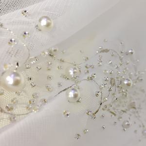 TEMU 거실 침실용 로드 포켓 프렌치 럭셔리 비즈 시스루 커튼 봄 투명 커튼 세트, 로맨틱 창문 장식 스크린 커튼 2개