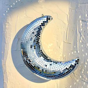 TEMU 1개 미러 글라스 반사 디스코 볼 문 스타일리시 기하학 디자인, 파티 및 바 장식용, 충전 불필요, 축제 분위기 조성에 완벽한 달 모양 , 크리스마스 선물 추천, 추수감사절 선물로 최적