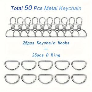 TEMU 공예, 키체인, 지갑 및 가방 액세서리용 D자형 회전 랍스터 걸쇠 30/50개 및 D자형 꼬리 고리