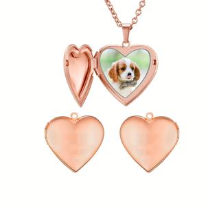 TEMU 맞춤형 애완동물 추모 사진 목걸이 열 수 있는 하트 로켓 펜던트, 개인화 이미지 로켓 목걸이, 개 사진 앨범 목걸이