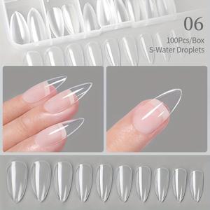 TEMU 100개 투명 프레스온 인조 네일 - 코핀, 스퀘어, 오벌, 라운드, 스틸레토 & 프렌치 스퀘어 디자인, 중간 길이 젤 네일 익스텐션 풀/하프 커버 옵션, 광택 마감 홈용 가성비 인조네일, 매니큐어 액세서리, 투명 네일 팁