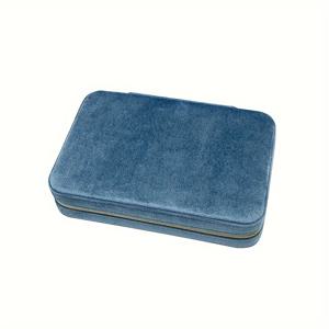 TEMU 1개 벨벳 주얼리 박스 - 지퍼 클로저가 있는 대용량 여행용 주얼리 정리함, 반지 귀걸이 목걸이용 휴대용 벨벳 안감 케이스, 여성용 우아한 데스크탑 보관 상자 선물, 고급 디자인의 대형 주얼리 박스, 안전한 지퍼 잠금