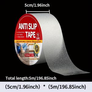 TEMU 16.4FT 폭의 미끄럼 방지 안전 투명 PEVA 그립 테이프 1롤. 표면에 물결 패턴이 특징이며, 샤워실, 욕조, 계단 및 보트에 적합합니다. 맨발에게 편안함과 부드러움을 제공합니다. 길이별 더 나은 가치 제공.