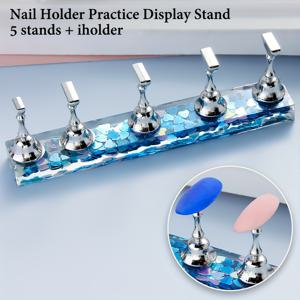 TEMU 네일 홀더 연습 디스플레이 스탠드 - 5개의 자석 스탠드와 아크릴 네일 아트 훈련을 위한 합금 베이스 포함 - 무향