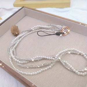 TEMU 1개 긴 폰 랜야드, 반짝이는 라인스톤 & 진주 장식 - 이중층 PVC, 골든톤 클라스프, 열쇠, 헤드폰 또는 폰 액세서리에 이상적, 독특한 긴 디자인, 짧은 옵션 없음, 귀여운 폰 케이스