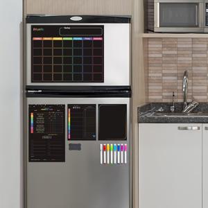 TEMU 냉장고용 자석 드라이 이레이스 캘린더 세트 - 월간, 주간, 할일 차트 및 메뉴가 있는 4개의 PET 계획 보드 - 영어 언어, 8개의 마커, 4개의 지우개 포함 - 얼룩 방지 나노 필름, 쉬운 청소 레이아웃