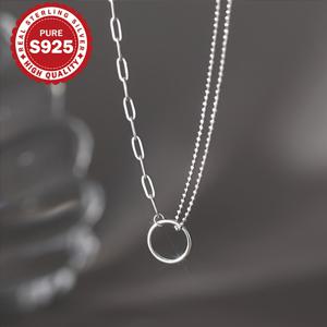 TEMU 1개 패션 S925 실버리 이중층 비대칭 체인 디자인, 미니멀한 스타일의 독특하고 매력적인 광택 있는 목걸이 - 데일리웨어/여름파티용 / 특별한 날을 위한 주얼리/ 파티 액세서리/ 미니멀лист 사슬/ 시크한 네클레스/ 금도금 목걸이/ 우아한 장식품/ 스타일리쉬 쥬얼리/ 포인트 넥글라스/ 선물추천/ 패션애호가를 위한