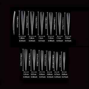 TEMU 5Xl 긴 풀커버 네일 팁, 긴 물방울 모양 네일, 투명한 살롱 포인트 네일 60개 세트, 네일 액세서리