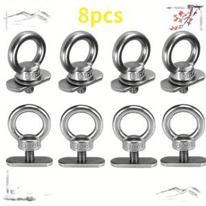 TEMU 카약, 카누 또는 보트에 부착되는 번지 코드 또는 로프를 고정하기 위한 스테인리스 스틸 아일렛 레일 8개 세트
