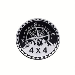 TEMU 1개, 알루미늄 4X4 나침반 배지 - 지프, 쉐보레, 토요타용 내구성 있는 메탈 데칼 | 차체 스티커