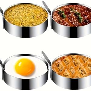 TEMU 4-팩 스테인리스 스틸 계란 링, 달걀 튀기거나 모양 만들기에 사용되는 논스틱 몰드, 내구성이 뛰어나고 청소하기 쉬운 주방 액세서리, 할로윈 및 크리스마스용