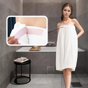 TEMU 1개 WF 플러시 코랄 벨벳 여성용 목욕 스커트 - 부드럽고 흡수력, 빠른 건조, 탈모 없음, 변색 방지, 33.5