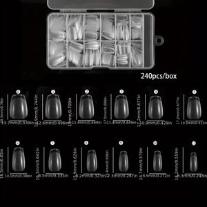 TEMU 240개 매트 클리어 소프트 젤 팁 - XXS 짧은 오벌, 아몬드 & 스퀘어 모양 DIY 네일 아트 & 연장 매니큐어용, 내구성 있고 적용하기 쉬움