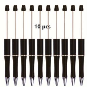 TEMU 10개 팩 다색 플라스틱 비즈 볼펜, 클로저, 타원형 바디, 중간 굵기, 검정 잉크, 졸업 선물 및 사무 용품에 이상적 - 14세 이상 적합