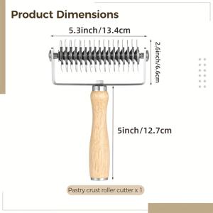 TEMU 1개, 격자 도우 커터, 스테인리스 스틸 휠 커터, 나무 손잡이 도우 격자 롤러 커터, 쿠키, 파이, 피자, 빵, 페이스트리용 롤러 커터, 롤링 핀, 베이킹 도구, 주방 필수품, 주방 가제트, 백 투 스쿨, 베이킹 필수품,나무 손잡이 디자인,녹 방지 커터,고품질 롤러,페이스트리 휠 커터, 베이커스